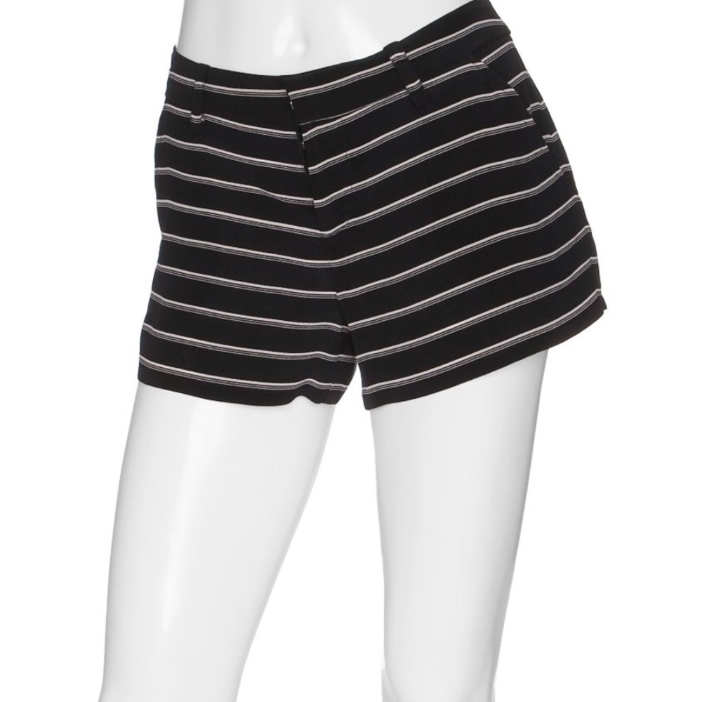 Joie Silk Mid Rise Black Striped Shorts